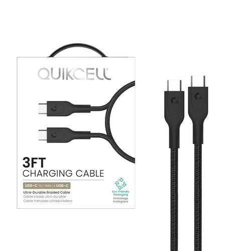 Quikcell   3ft FAST CHARGE CABLE USB-C to USB-C Black