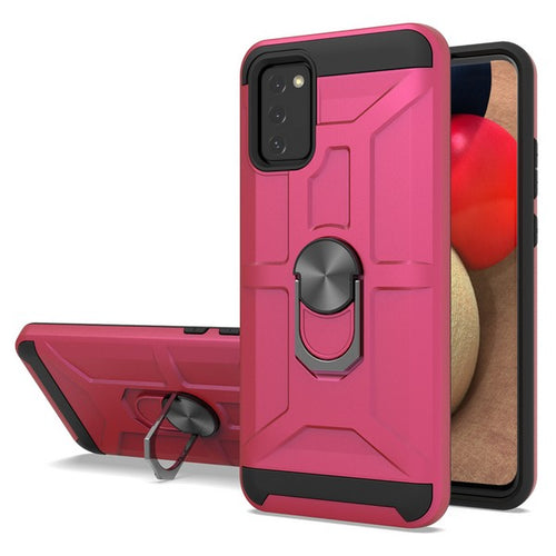SAMSUNG A02S New Matte Design Brush Case with Ring Stands Pink