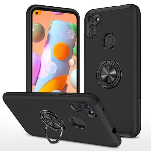 SAMSUNG A14 5G Oil Painted Case w/Flat Magnetic Ring Stand Black