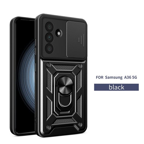 Samsung A36 5G Heavy Duty Magnet Ring Stand w/ Sliding Camera Cover
