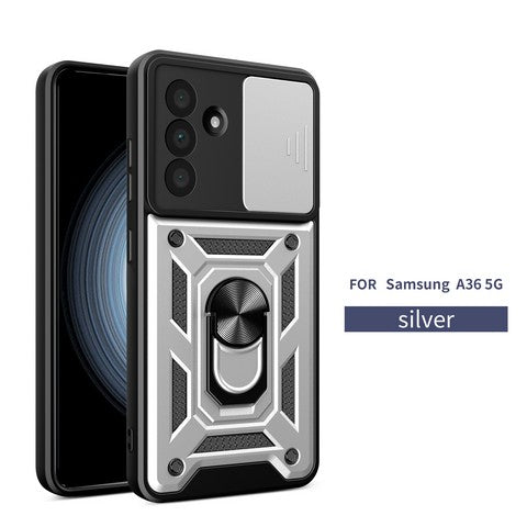 Samsung A36 5G Heavy Duty Magnet Ring Stand w/ Sliding Camera Cover