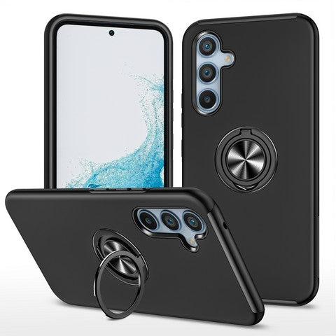Samsung A36 5G A56 5G Oil Painted Case w/Flat Magnetic Ring Stand Black