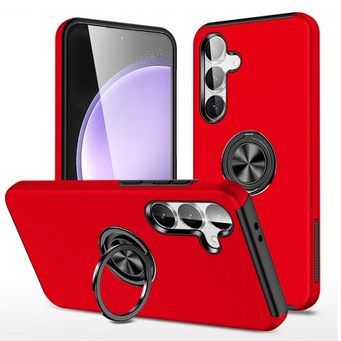 Samsung S25 FE Oil Painted Case w/Flat Magnetic Ring Stand Red