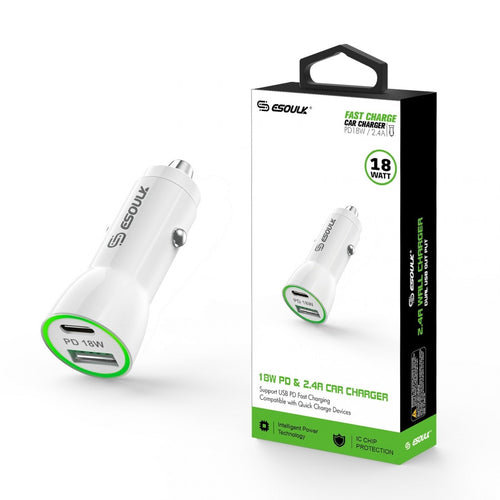ESOULK EA11P 18W TYPE C CAR POWER ADAPTER - WHITE