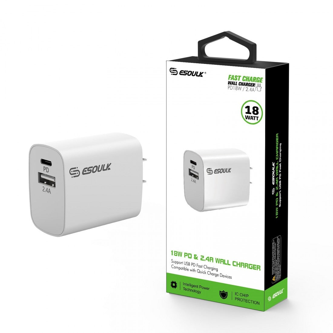 ESOULK EA12P TYPE C 18W HOME POWER ADAPTER-WHT