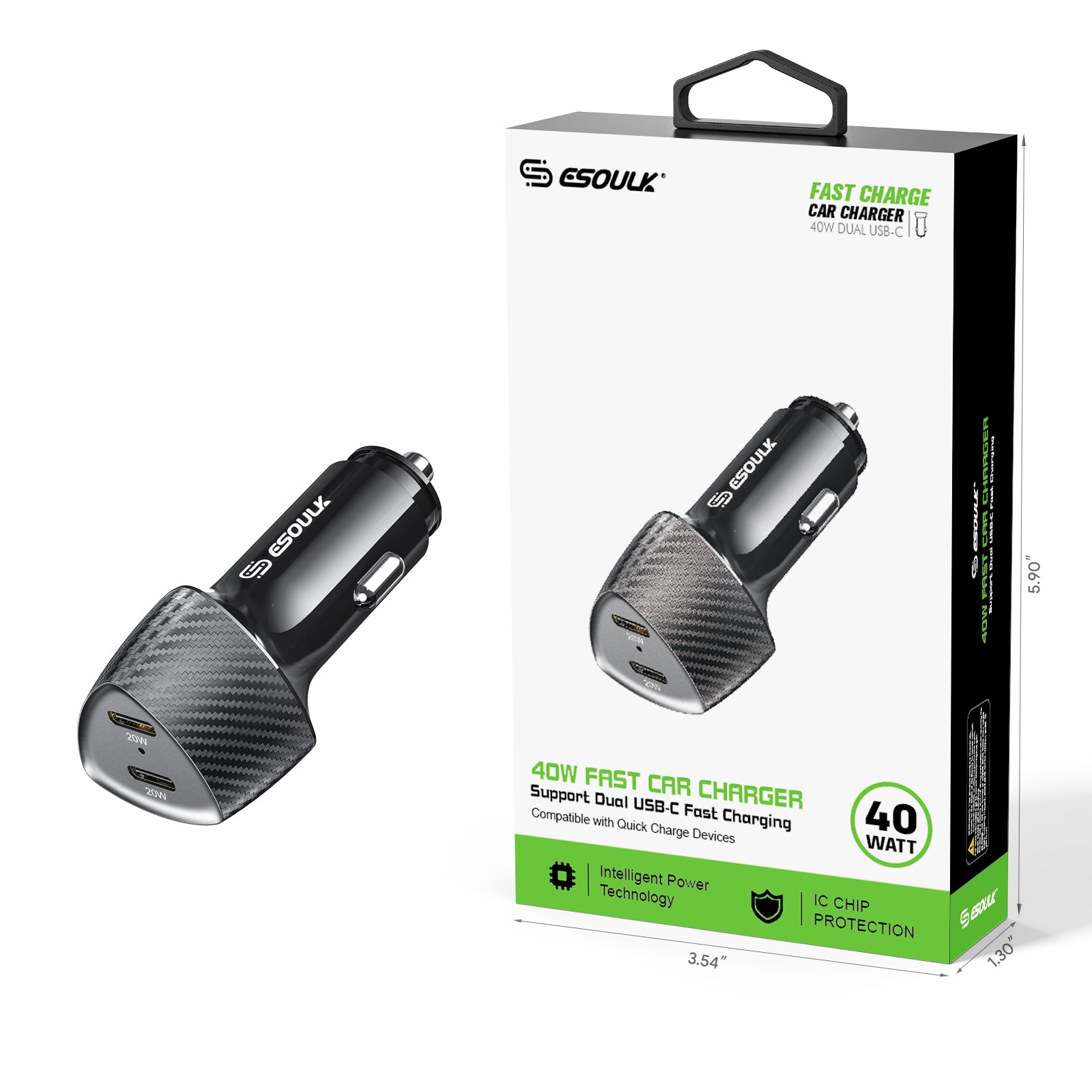 40W Dual Type-C Port Fast Car Charger (12/48)