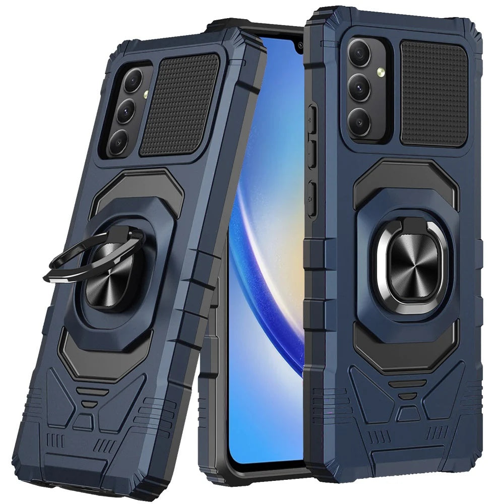 Hybrid With Magnetic Ring Stand Case For Samsung A15 5G - Dark Blue