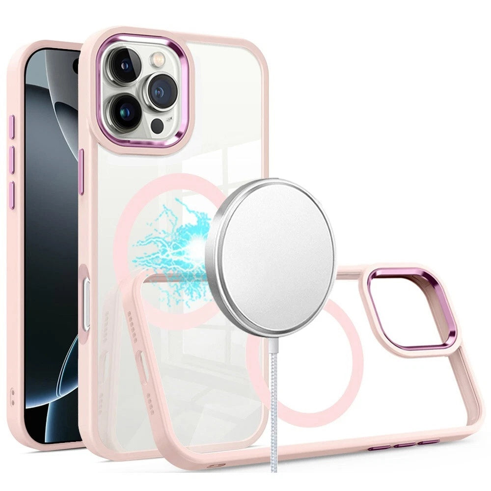 Crystal Clear MagSafe Case for iPhone 16 Pro Max - Pink
