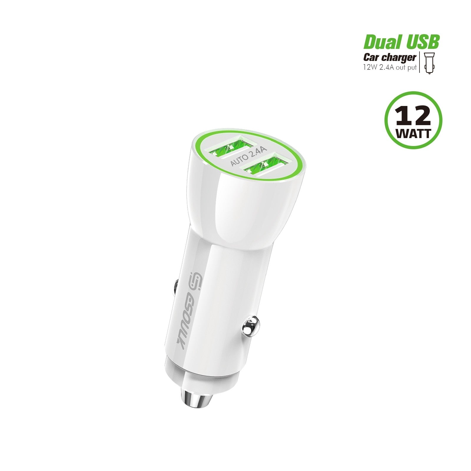 12W 2.4A Dual USB Car Adapter