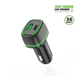 36W FAST CAR CHARGER 18W PD+18W QC