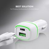 36W FAST CAR CHARGER 18W PD+18W QC