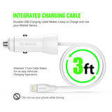 18W Car Charger PD & USB-A With 3ft C To 8Pin Cable